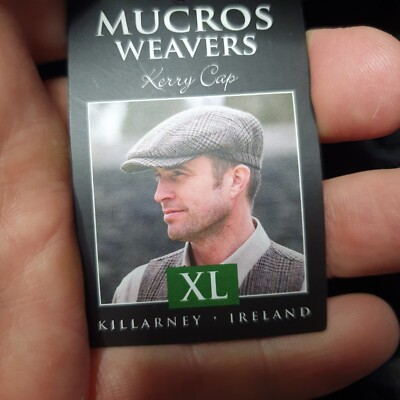 Irish Wool Mucros Weavers Tweed Trinity Flat Cap - Kerry Style Größe XL Neu