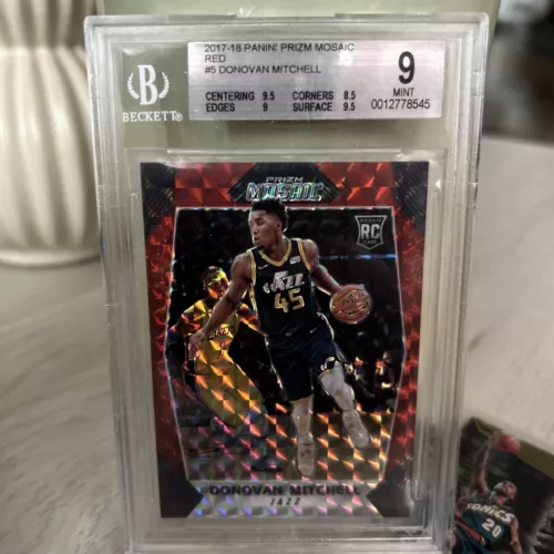 2017 Panini Prizm Donovan Mitchell Rookie Mosaic-RED #5 Utah Jazz PSA 9 Mint RC