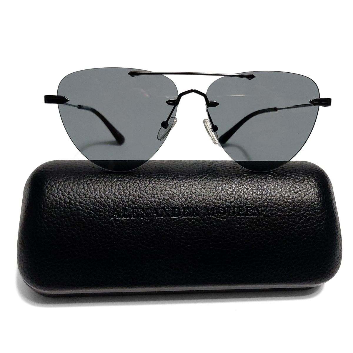 McQ By Alexander McQueen Smoke Dark Grey Black Aviator Sunglasses MQ0225SA Alexander McQueen McQ MQ0325S Black Prescription Sunglasses main image 4