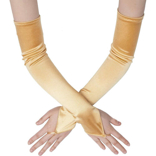 Lange Handschuhe Für Damen Elastische Fingerlose Tanzhandschuhe Satin 49 Cm K - Bild 19 von 29