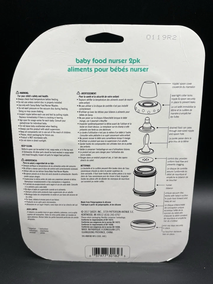 (pacote com 2) Mamadeiras alimentadoras de cereais para bebês atrevidas com colher mamilo conjunto de 4 oz sem BPA - Imagem 2 de 2