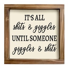 Kas Home Rustic Wood Funny Wall Decor - Funny Signs Bathroom Decor for Toilet...