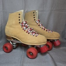 Vintage Riedell 130L Roller Skates Suede Size 9 Sure Grip Super X USA Very Nice