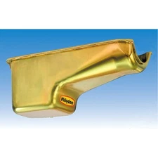 Milodon Engine Oil Pan 30401; Street/Strip Deep Sump 6qt Gold Iridited for SBC