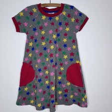 Hanna Andersson Girls Dress Size 130 US 8 Star Rainbow Print Gray Cotton Pockets