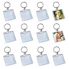 25Pcs Clear Acrylic Photo Keychains Blank Square Picture Frame Square Shape