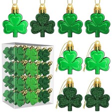 Eunvabir 36 Pcs St Patricks Day Shamrock Ornaments for Tree, Irish Green