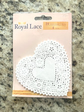 Royal Lace Craft Paper Doilies White Heart 4" Pack of 24