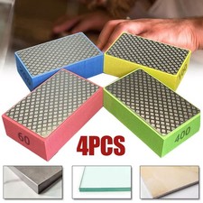 4x Diamond Hand Polishing Pads Tile Glass Marble Grinding Block Sanding Disc UK