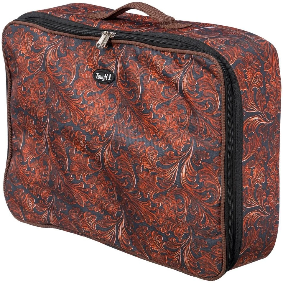 Stackable Travel Western Boot Case - Overnight Case - Floral Leather Tool Print - Image 2 of 4