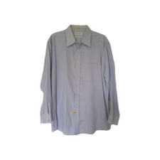 Roundtree Yorke Gold Label Dress Shirt 16.5 - 33 Slim Fit Blue Check Preowned