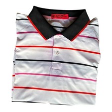 G/Fore Polo Shirt Men's Large Golf Striped Short Sleeve Preppy Outdoor Mint
