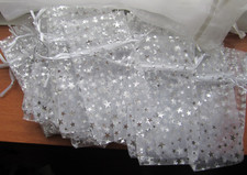 45 White Silver Stars Organza 3x4 Inches Drawstring Jewelry Gift CARD Bags