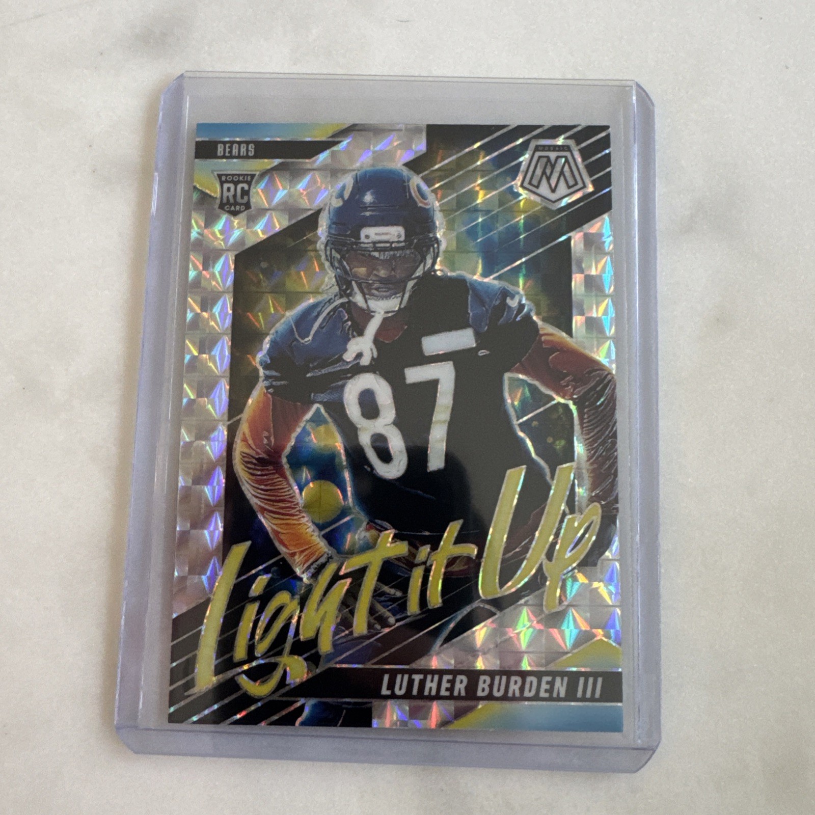 2025 Mosaic FOTL Luther Burden Light It Up Silver Mosaic Prizm Bears Rookie