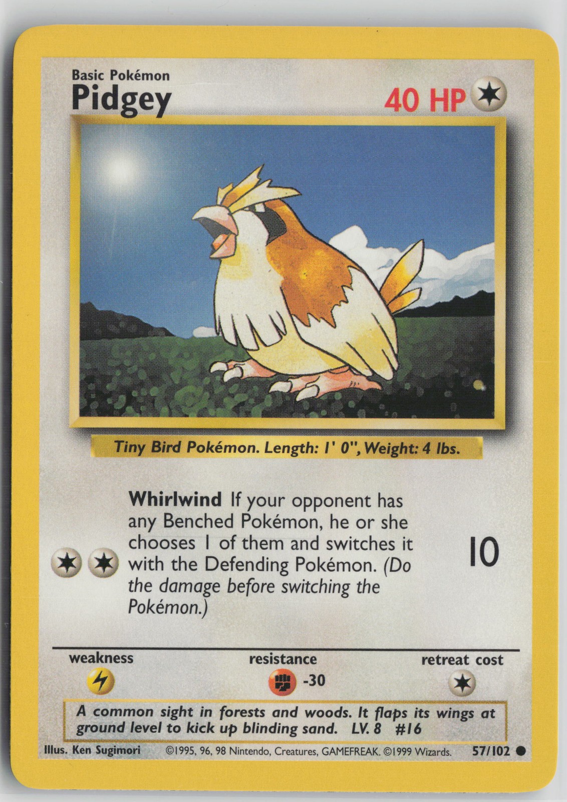 Pokemon Pidgey 057/102 Base Set LP card
