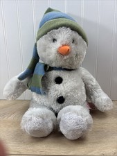 Cole Russ Plush Snowman 16 Blue Green Striped Hat Scarf Stuffed Soft Toy Winter