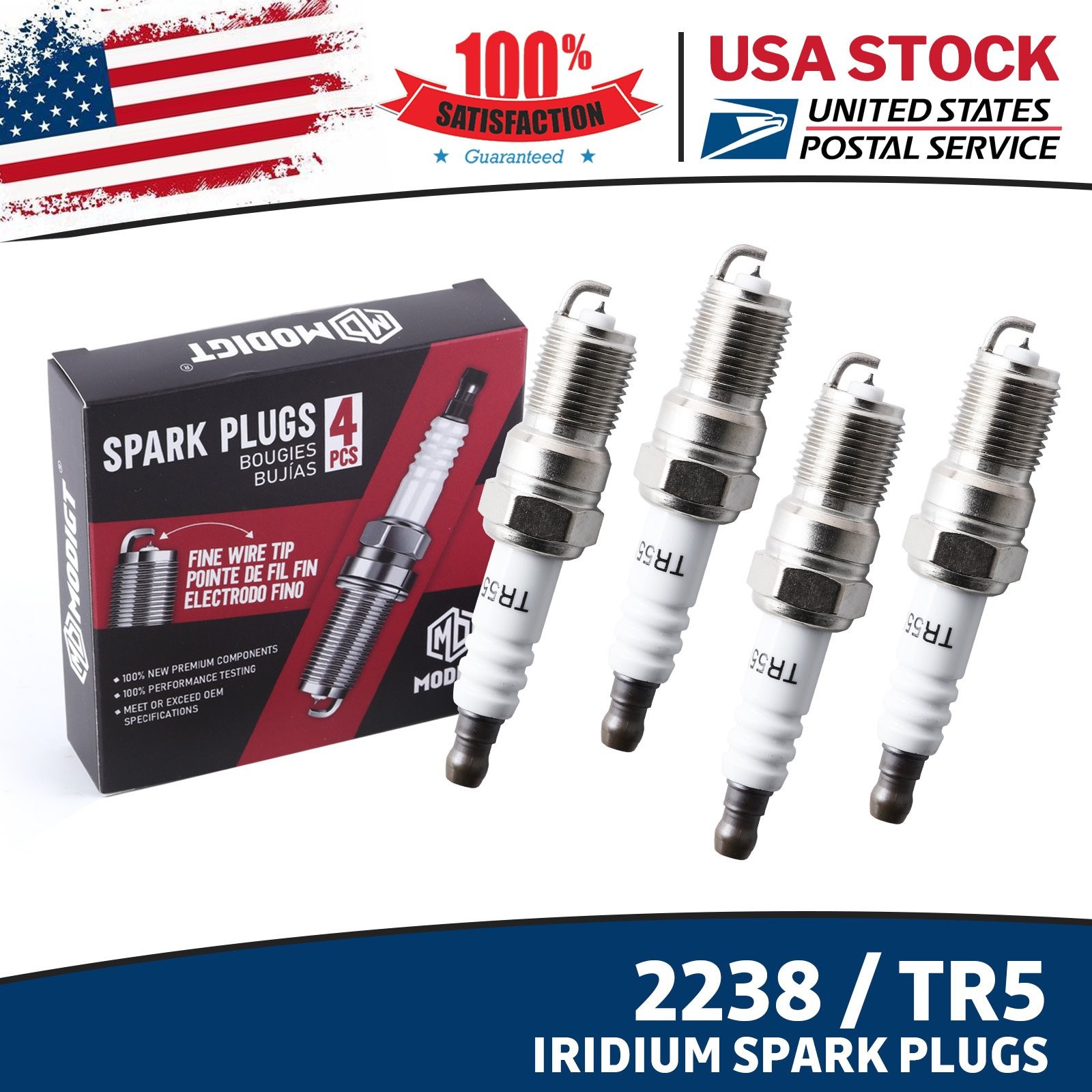 4pcs For NGK TR5 2238 Performance Iridium Spark Plugs Fit For Chevrolet Cadillac