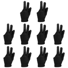 10 Pcs Three Fingers Pool Gloves, Billiards Left Hand Cue Sport Gloves, Black