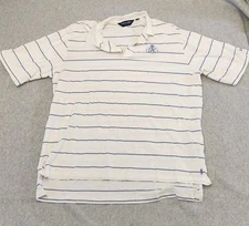 Polo Golf Ralph Lauren Shirt Mens XL White Blue Striped K Club Crest Cotton