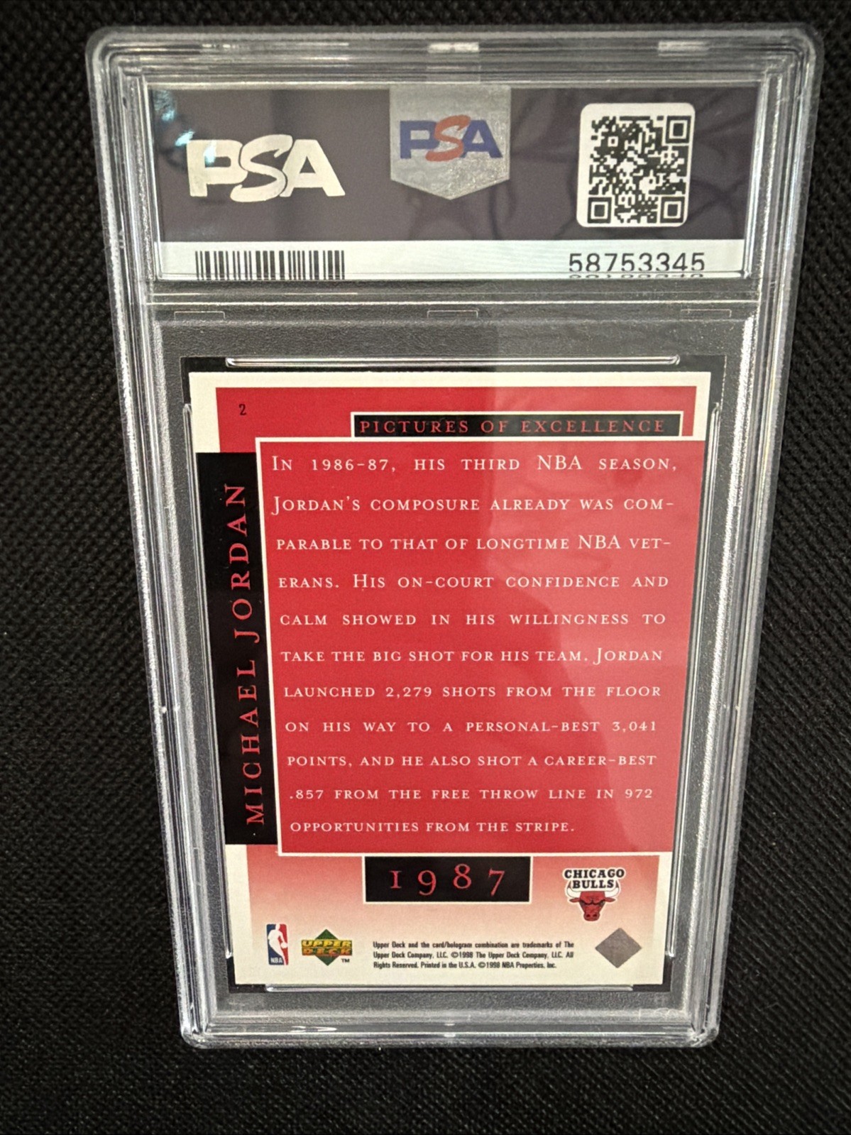 Michael Jordan 1998 UD MJ Career Coll Pics Of Excellence #2 - PSA 6 - Rare Pop 5 view 11