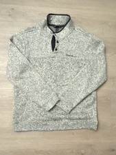 Eddie Bauer Men's Gray Fleece 1/4 Snap Pullover Sweater Size Large