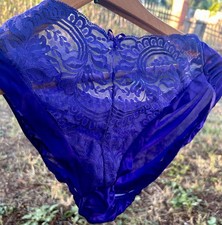 Vintage Vanity Fair Tricot Nylon Purple Panties Sheer Lace Detail Size 8 Second