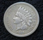 1860 Indian Head One Cent * Pointed Bust * Partial Liberty * 6252