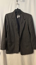 Vintage Sag Harbor 100 Wool/ Polyester Lining Women  s S 10 Charcoal Grey Blazer