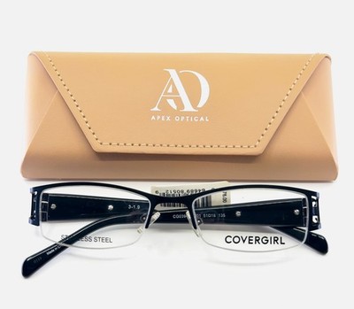 COVER GIRL CG0394-1 001 Black White Womens Rectangle Eyeglasses 51-18-135 B:28