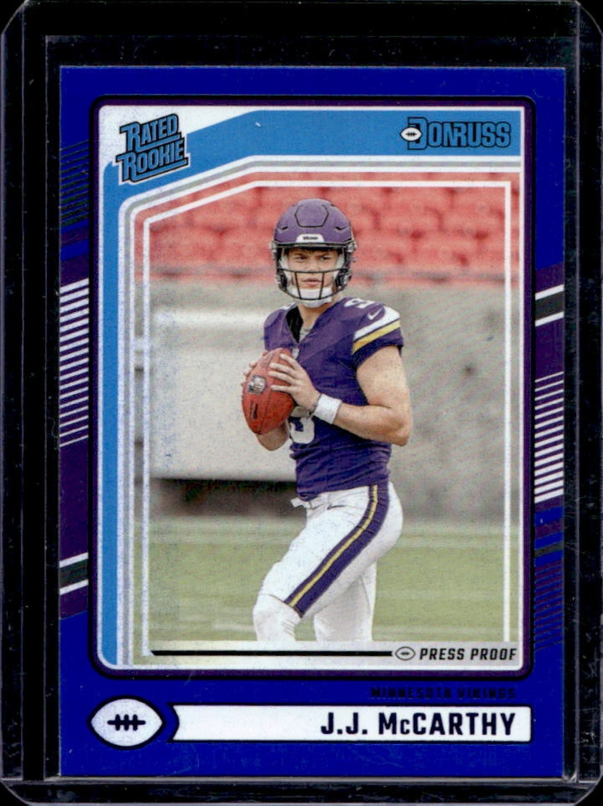 2024 Panini Donruss JJ McCarthy Press Proof Blue Rated Rookie #303 Vikings