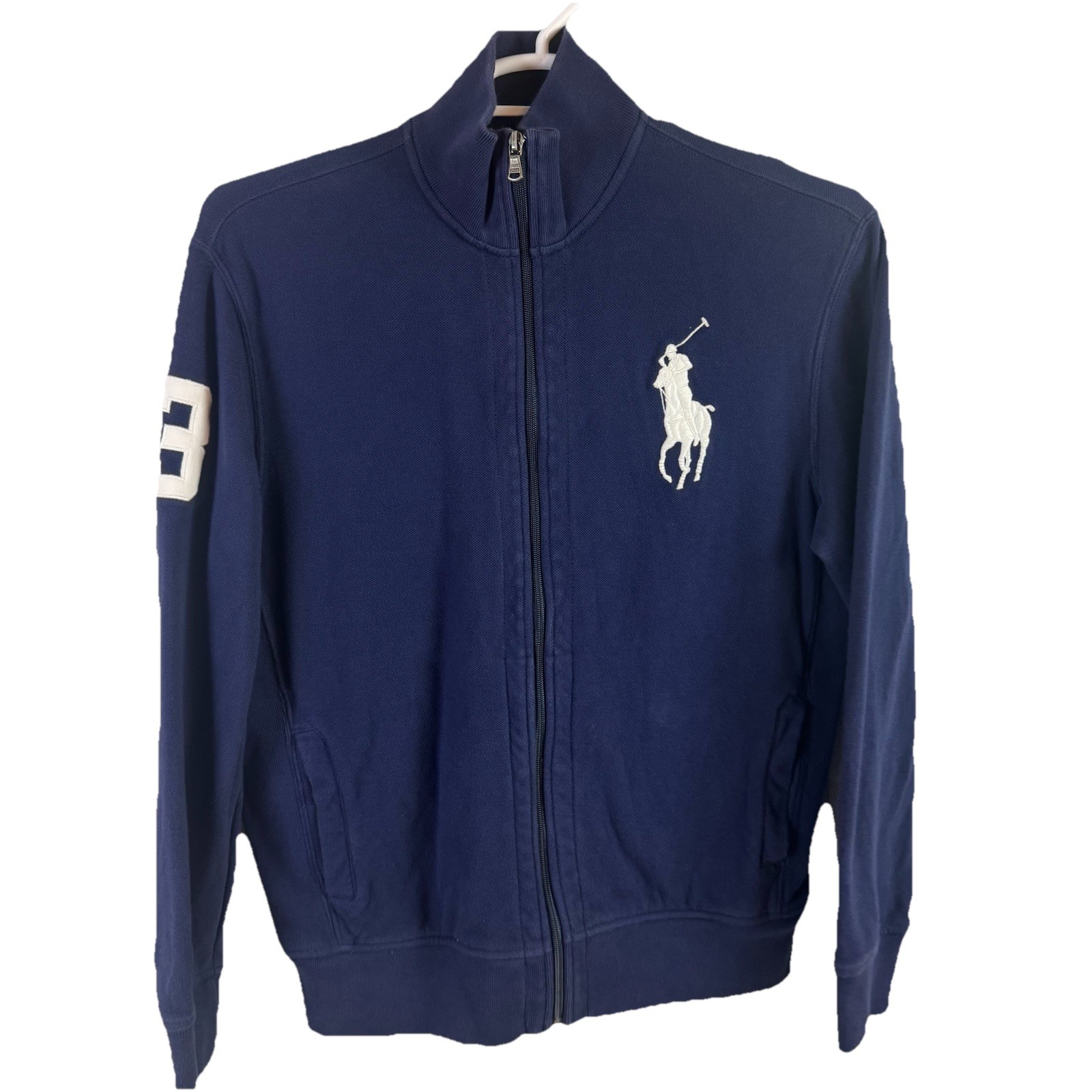 Polo Ralph Lauren vintage taglia grande pony full zip giacca cotone blu