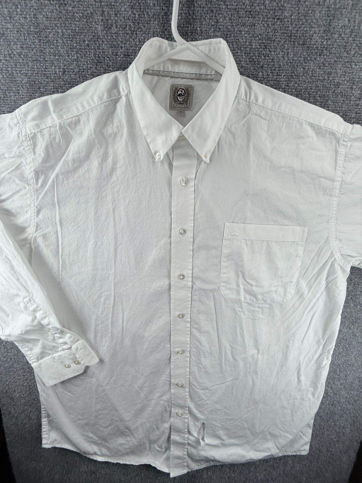 Cinch Large Cotton Button-Down White Solid Cowboy… - image 1