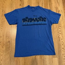 Vintage Hawaii T Shirt Men’s Size Large Fits Medium Blue Palm Trees 80s Vtg