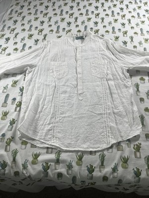 CUBAVERA By Perry Ellis 100% Linen Men s LS Shirt White Size XL Men s