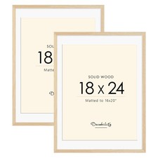 18x24 Solid Wood Poster Frame, Natural Wood Picture Frame with Paper Mat, Dis...