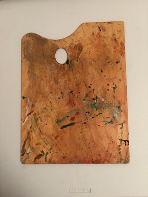 Vintage Wooden Paint Palette Rectangle Art Oil Paint 16''x12'' Old Paint Remnants