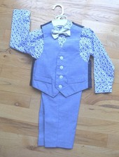 NWT Boys NAUTICA blue 4-pc formal suit 2T floral shirt, pants, vest, bowtie