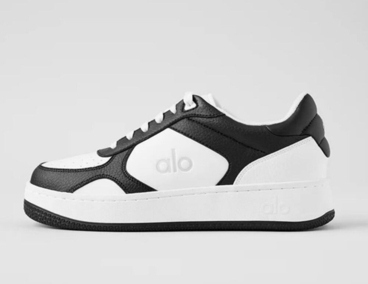 Alo Yoga Black White Colorblock Low Top Lace Up Athletic Sneakers
