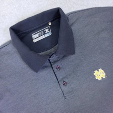 Cutter  Buck Notre Dame Polo Men's Large Navy Blue Striped CB DryTec Shirt