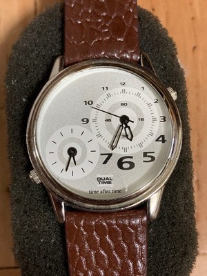 Don Simmons Dual Time NDT-0013 Silver Watch Used Battery Replaced