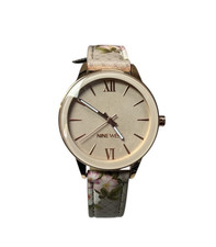 Nine West Women's Pink Dial Floral Strap Watch