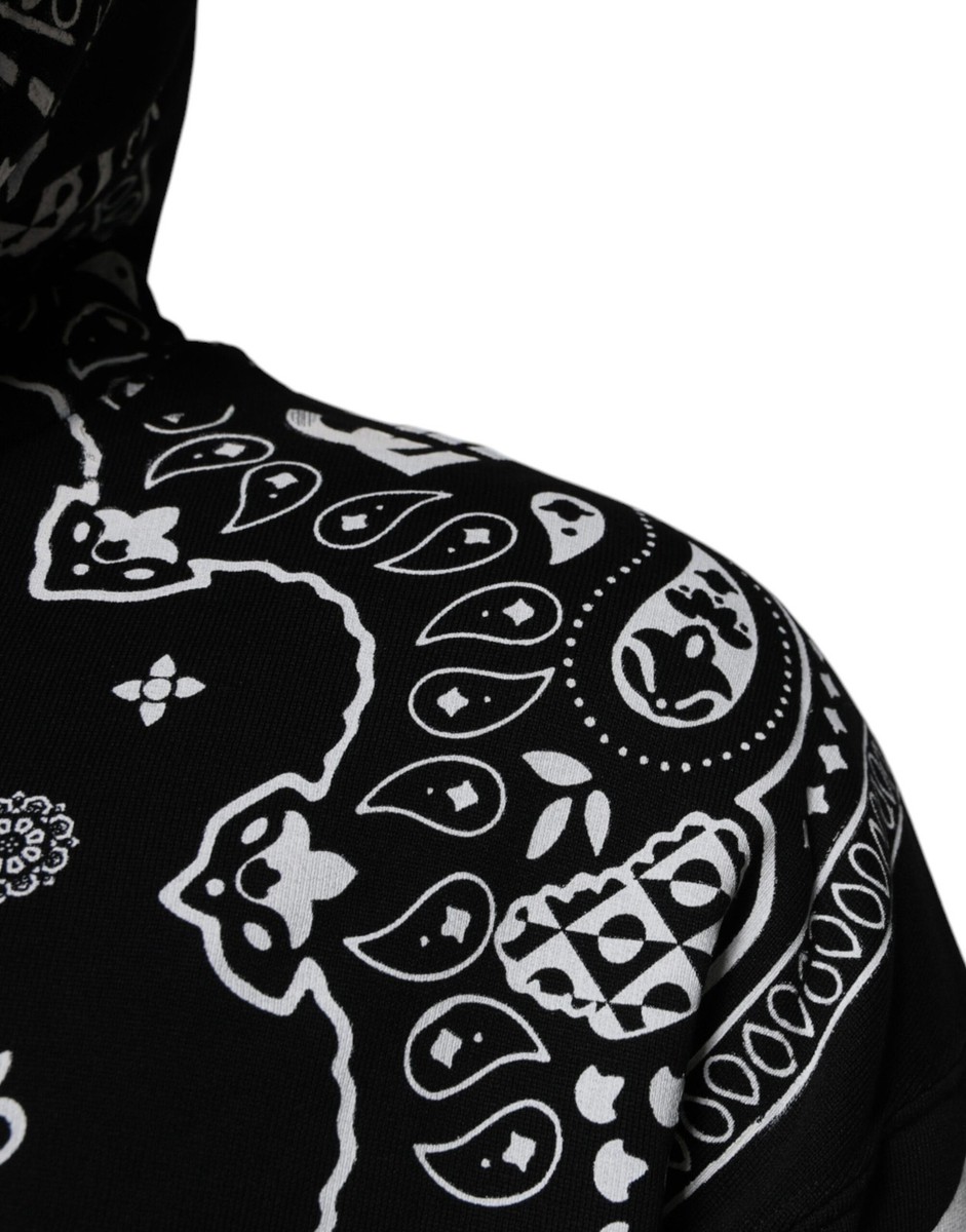 Dolce & Gabbana Black Bandana Hooded Men Sweatshirt Men's