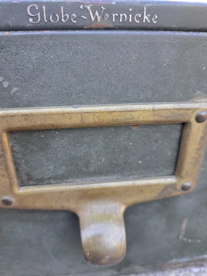 Catálogo de tarjetas Globe Wernicke archivador cajón de metal vintage Foto 2 de 4