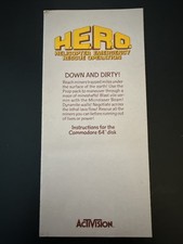 Vintage 1984 H.E..R.O. Commodore 64 MANUAL ONLY