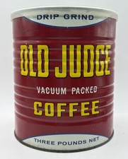 Vintage 1960’s Old Judge Coffee St. Louis MO. Advertising 3Lbs. Metal Tin Can