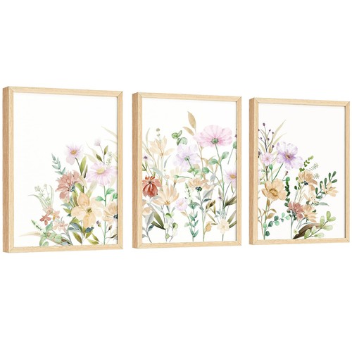Watercolor Wildflower Decor - 12x16 Vintage Flower Wall Art Prints, Floral Pi...