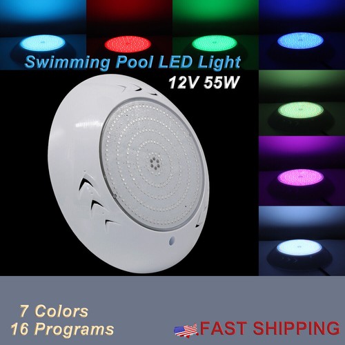 12V 55W Resin Filled Swimming Pool LED Light RGB Remote Control Memory ...
