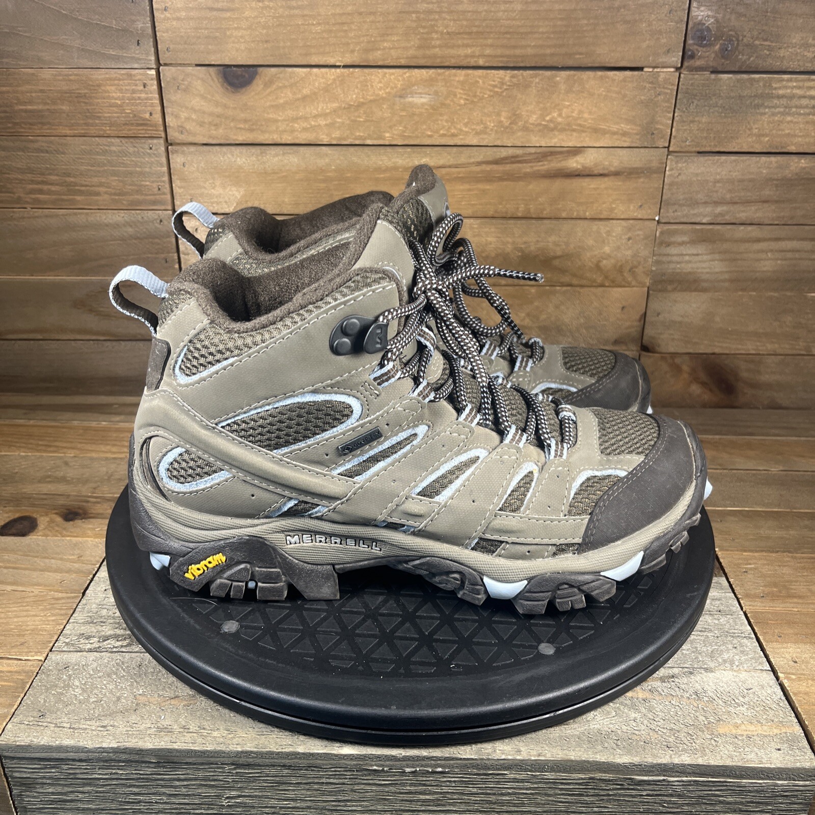 Botas de Senderismo Merrell Moab 2 Mid GTX Gore-Tex Marrón Azul J99796 Para Mujer Talla 7 Usadas en Excelente Condición