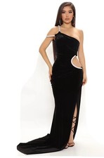 Perfect Dress For Special Occasions MAXI LONG BLACK VELVET DRESS CRYSTAL Straps
