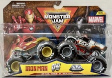 Image of Monster Jam Double Iron Man Vs War Machine Marvel 1:64 Trucks New Spinmaster